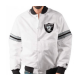 Mens Raiders White Satin Varsity Bomber Jacket