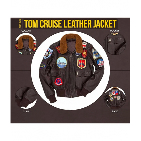 Mens Tom Cruise Top Gun Brown Leather Jacket