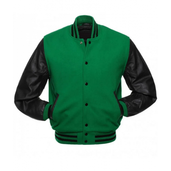 Mens Varsity Black and Green Jacket