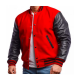 Mens Varsity Bomber Red Wool and Leather Jacket