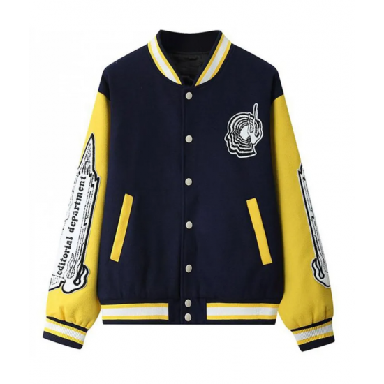 Mens Varsity CZ Editorial Department Baseball Wool Jacket