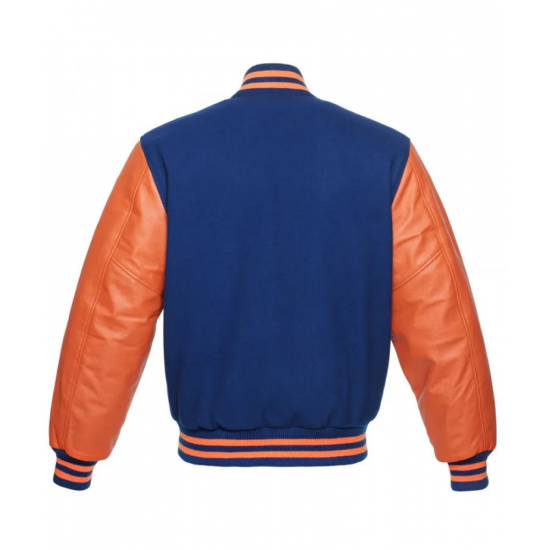 Mens Varsity Orange and Royal Blue Letterman Jacket