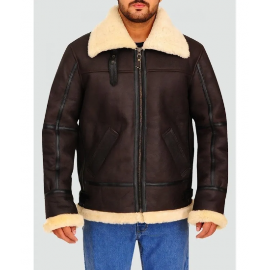 Mens Aviator Bomber Leather Jacket