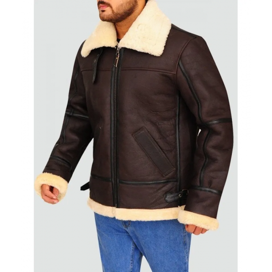 Mens Aviator Bomber Leather Jacket