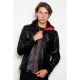 Mens Black Red Hood Black Leather Jacket