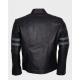 Mens Blue Stripe Black Cafe Racer Jacket