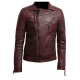 Mens Burgundy Color Biker Style Leather Jacket