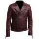 Mens Burgundy Color Biker Style Leather Jacket