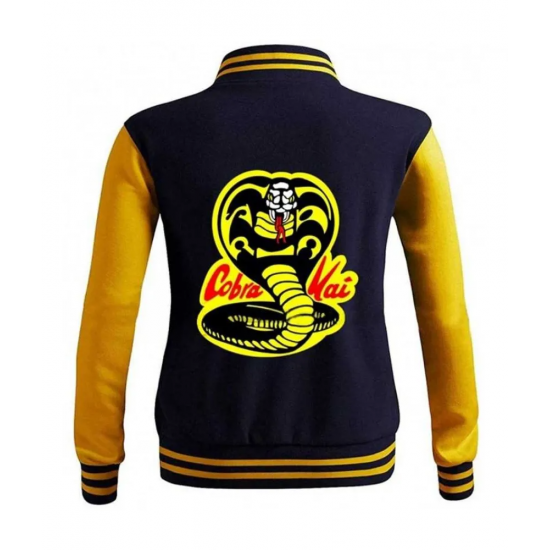 Mens Cobra Kai Moletom Karate Kid Varsity Letterman Bomber Jacket