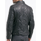 Mens Diamond Quilted Real Leather Jacket Black