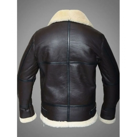 Mens RAF Sheepskin Leather Flying Jacket Dark Brown