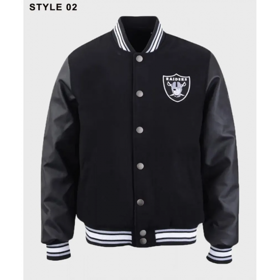 Mens Raiders Black Varsity Jacket