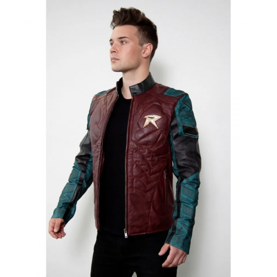 Mens Robin The Titans Leather Halloween Costume Jacket