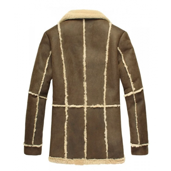 Mens Shearling Brown Suede Leather Coat