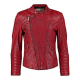 Mens Sheepskin Leather Cafe Racer Biker Jacket Maroon