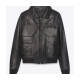 Mens Black Sheepskin Leather Aviator Jacket with Removable Fur Collar