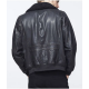 Mens Bomber Black Jacket with Sherpa Collar