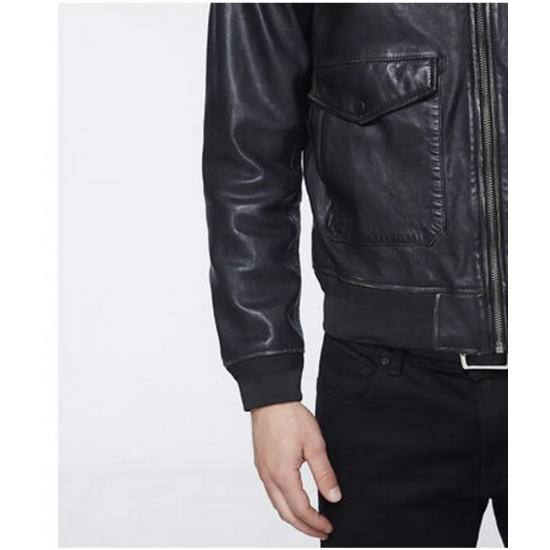 Mens Bomber Black Jacket with Sherpa Collar