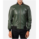 Mens Bomber Casual Green Leather Jacket