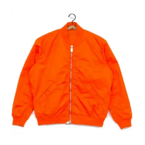 Mens Bomber Panelled Orange Satin Jacket