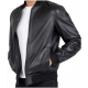 Mens Casual Bomber Real Black Leather Jacket