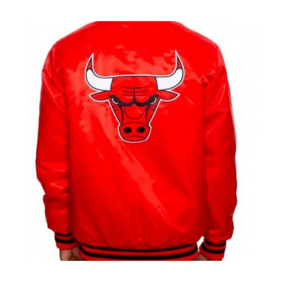 Mens Chicago Bulls Red Satin Jacket