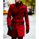 Mens Double Breasted Red Belted Coat