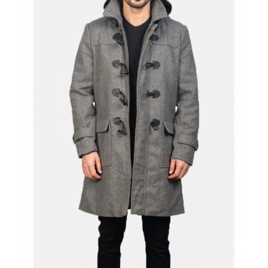 Mens Grey Duffle Wool Coat