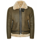 Mens Hardy A21 Flight Aviator Brown Shearling Leather Jacket