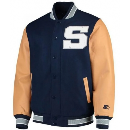 Mens Nittany Lions Navy Blue Bomber Jacket