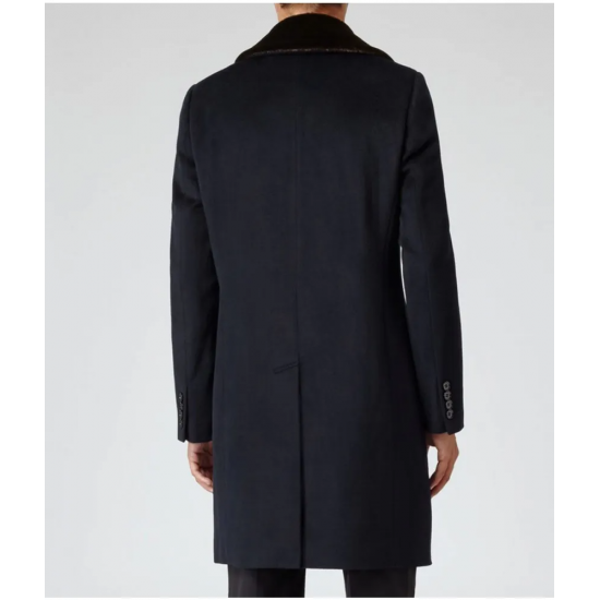 Mens Reiss Brody Navy Blue Coat with Shawl Collar