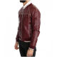 Mens Stitched Bomber Maroon Leather Jacket