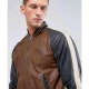 Mens Truly Striped Bomber Faux Leather Jacket