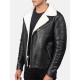 Mens White Fur Black Leather Jacket