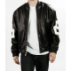 Michael Hoban 8 Ball Bomber Black Leather Jacket