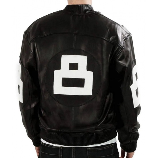 Michael Hoban 8 Ball Bomber Black Leather Jacket