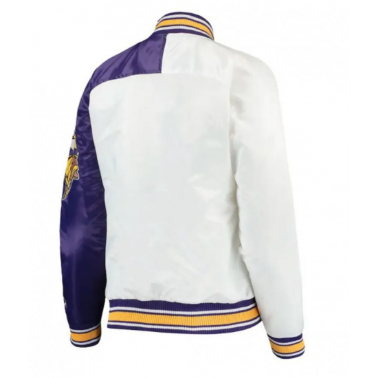 Minnesota Vikings Starter Satin White and Purple Jacket