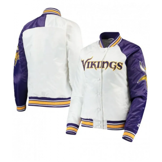 Minnesota Vikings Starter Satin White and Purple Jacket