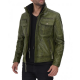 Moffit Distressed Dark Green Leather Jacket Mens