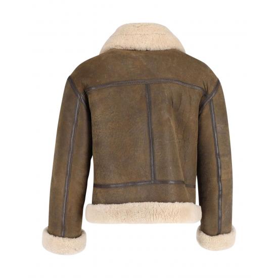 Nili Lotan Brown Shearling Aviator Men's Leather Jacket