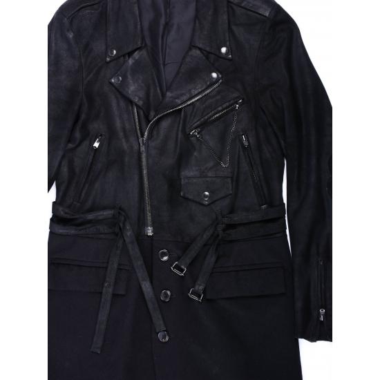 Number (N)ine Noir Runway Leather Wool Hybrid Trench Coat