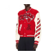 Off White Chicago Bulls Full Snap Wool and Leather Varsity Jacket