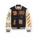 Off White Wool-Blend Varsity Jacket