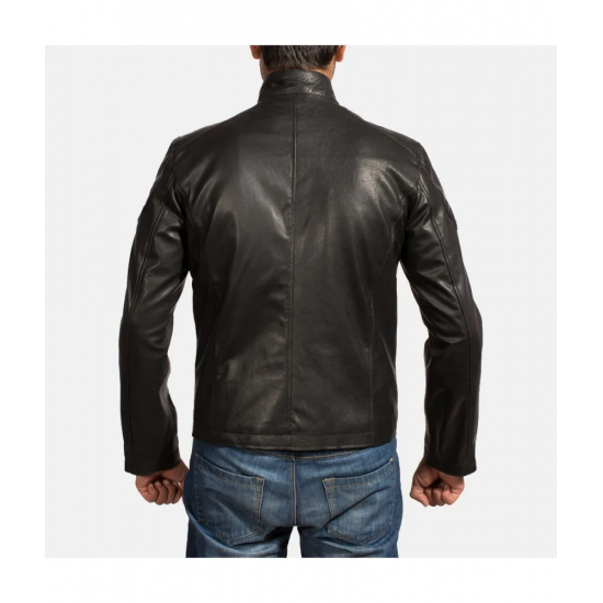 Onyx Black Leather Biker Jacket