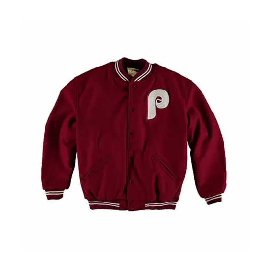 Philadelphia Phillies Maroon Wool Varsity Jacket