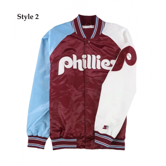 Philadelphia Phillies Purple and White Satin Jacket