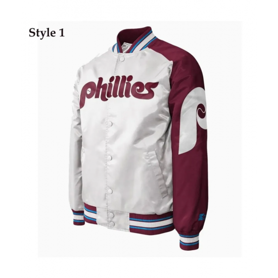 Philadelphia Phillies Purple and White Satin Jacket