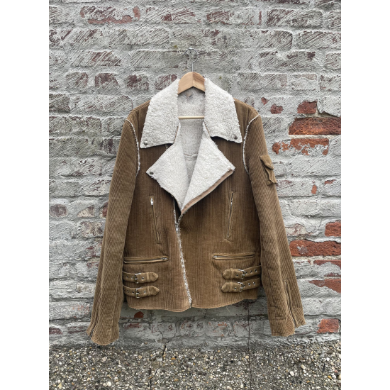 Raf Simons Closer Corduroy Shearling Biker Jacket