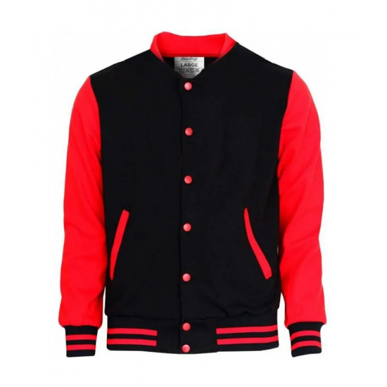 Red and Black Letterman Bomber Varsity Jacket