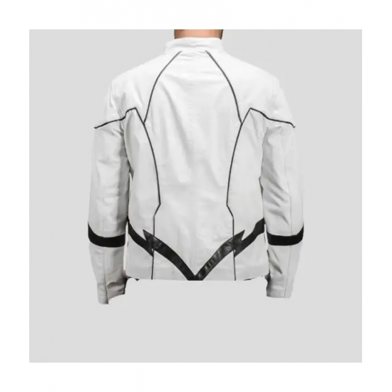 Roboguy White Biker Leather Jacket